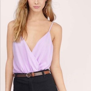 Tobi Tops - Buena Wrap Lavender Bodysuit Tobi Tops - Buena Wrap Lavender Bodysuit